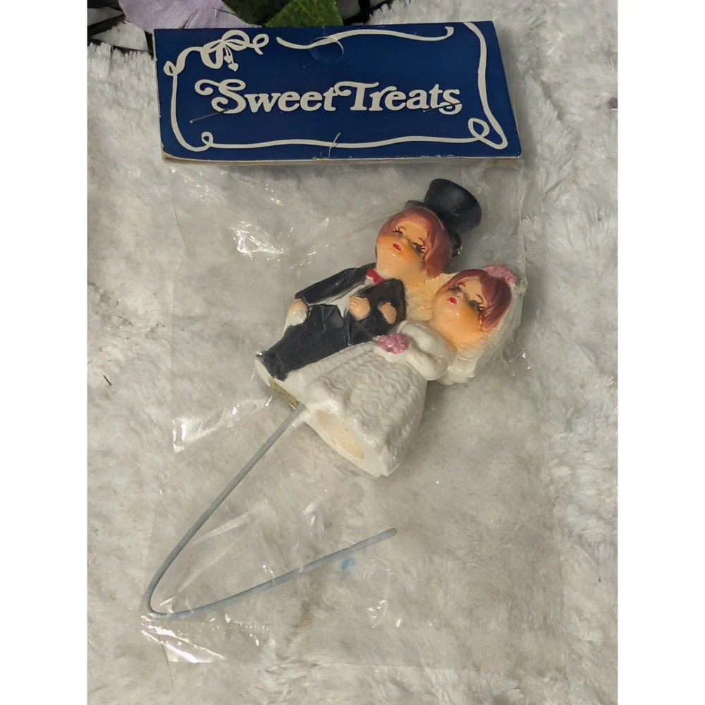 Sweet Treats Bride & Groom Wedding Cake Topper Figurine, Romantic, Plastic